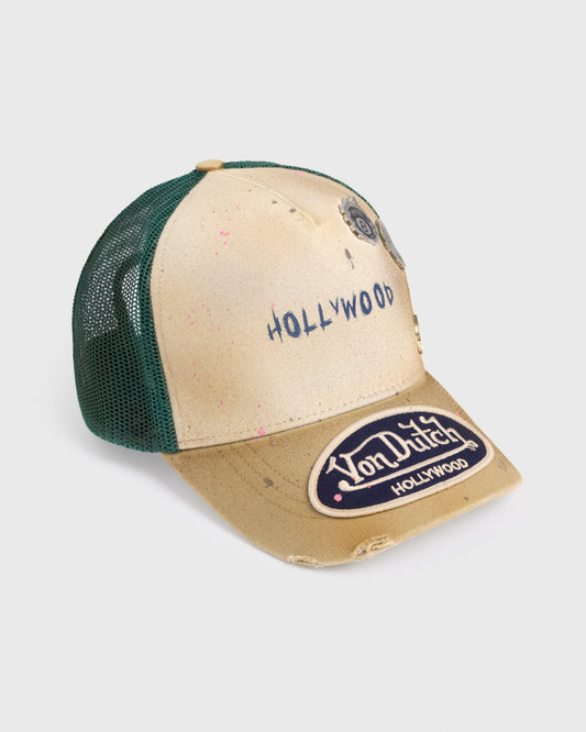 Hollywood Scribble Trucker - Camel/Hunter - Front