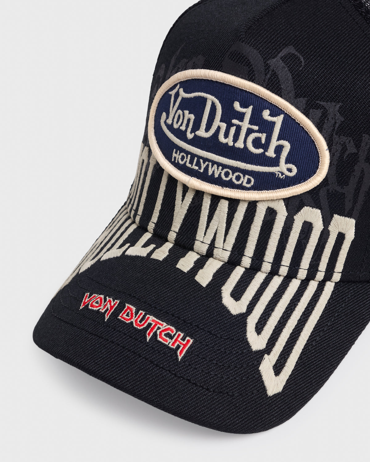 Stacked Logos Trucker - Black - Detail